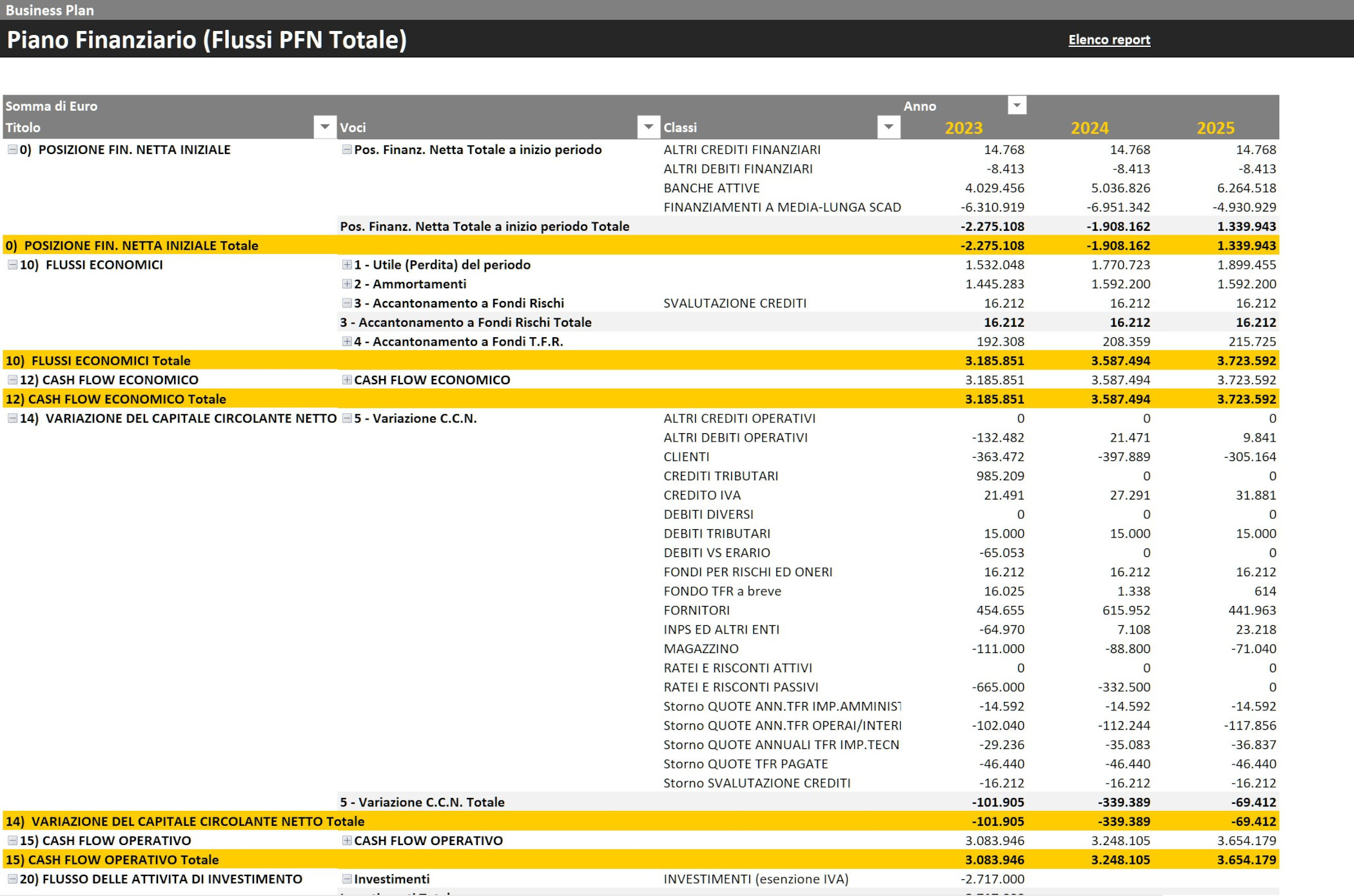 Software per piano economico, finanziario e patrimoniale